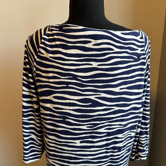 *J. MCLAUGHLIN* Blue x White Long Sleeve Dress Size Large - Picture 3 of 7